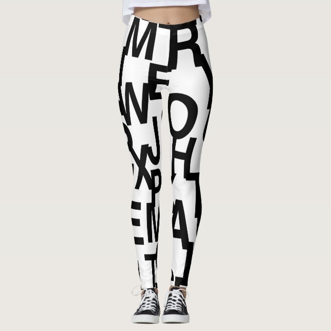 Leggings Patrón moderno, abstracto, confuso con letras (Anverso)