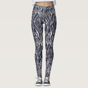 Leggings Patrón moderno abstracto de cebra safari en blanco