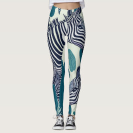Leggings Patrón Moderno Abstracto de Raya de Cebra Negro Bl