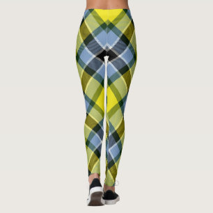 Leggings Patrón moderno azul y amarillo Tartán