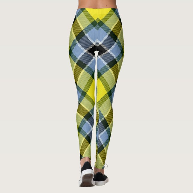 Leggings Patrón moderno azul y amarillo Tartán (Reverso)