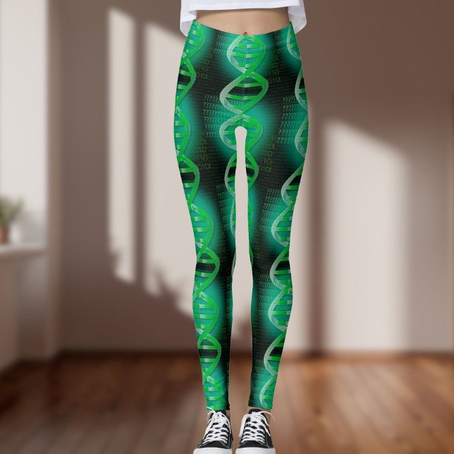 Leggings Patrón moderno de ADN divertido Ciencia médica ver (Fun Modern DNA Pattern Green Medical Science Leggings)