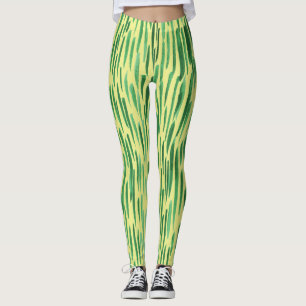 Leggings Patrón moderno de bambú jungla Vibe franjas verdes