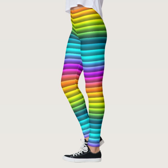 Leggings Patrón moderno de bandas de arco iris coloridas (Izquierda)