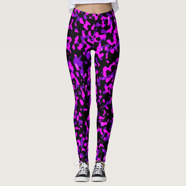 Leggings Patrón moderno de camuflaje rosa y morado (Anverso)