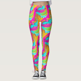 Leggings Patrón moderno de crema de hielo de neón rosado ca