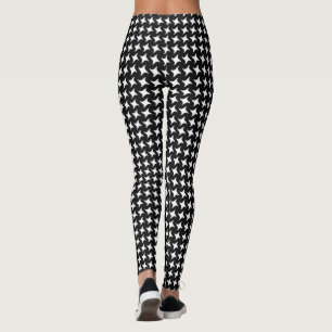 Leggings Patrón Moderno de Diente de Perro en Blanco y Negr