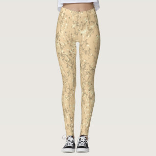Leggings Patrón moderno de flor salvaje de crema beige mode
