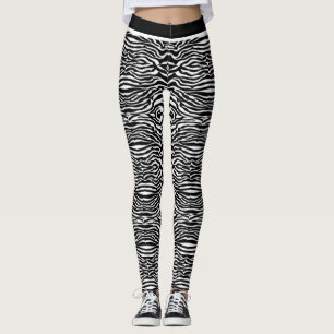 Leggings Patrón moderno de franja blanca negra Animal de es