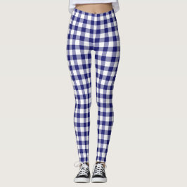 Leggings Patrón moderno de Gingham Blue Classic