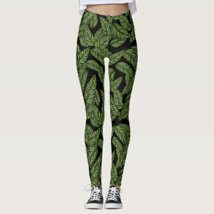 Leggings Patrón moderno de hojas tropicales