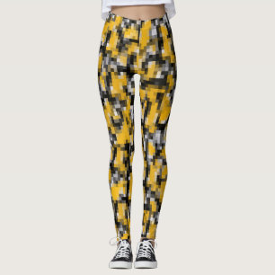 Leggings Patrón moderno de mosaico amarillo negro moderno d