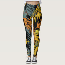 Leggings Patrón moderno de palma tropical