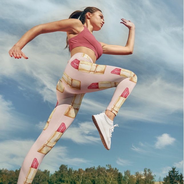 Leggings Patrón moderno de pintalabios rosados y rojos Giro (Subido por el creador)
