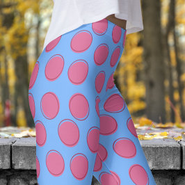 Leggings Patrón moderno de puntos de polka azul francés