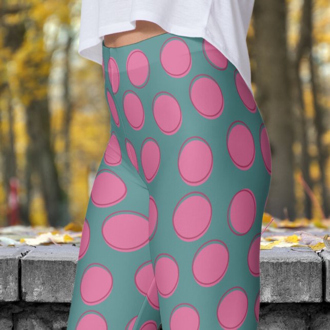 Leggings Patrón moderno de puntos de polka gris (Polka Dot on Slate Gray Leggings)