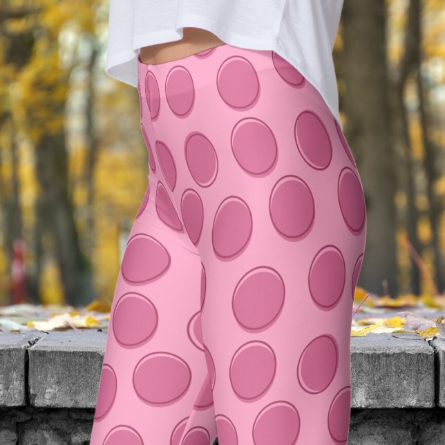Leggings Patrón moderno de puntos de polka rosa (Polka Dot on Carnation Pink Leggings)