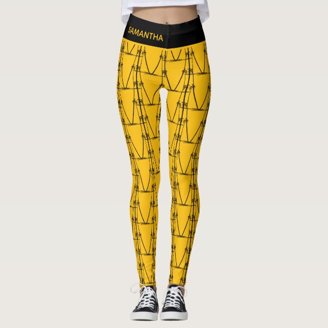 Leggings Patrón moderno de silueta de coco árboles cumpleañ (Anverso)