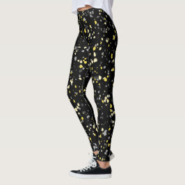 Leggings Patrón moderno geométrico amarillo gris Terrazzo