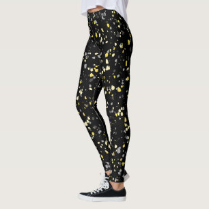 Leggings Patrón moderno geométrico amarillo gris Terrazzo