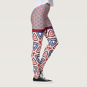 Leggings Patrón moderno patriótico estadounidense blanco 