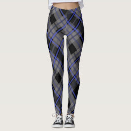 Leggings Patrón moderno tartán azul gris negro