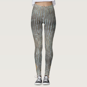 Leggings Patrón Moody Blue & Gold Stripe