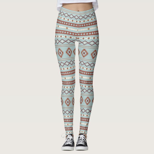 Leggings Patrón Motif Mezclado Azteca Rusts Crema Azul (Anverso)