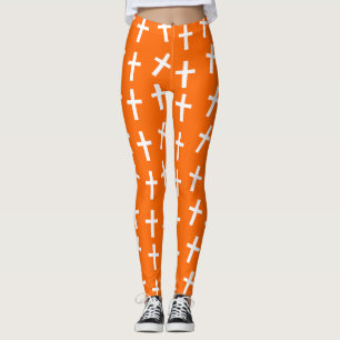 Leggings Patrón naranja cruzado de Jesús cristiano