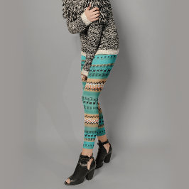 Leggings patrón Naranja verde azulado