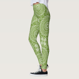 Leggings Patrón natural de Mandala Verde