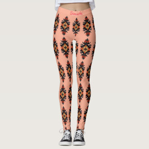 Leggings Patrón Navajo personalizado en rosa coral