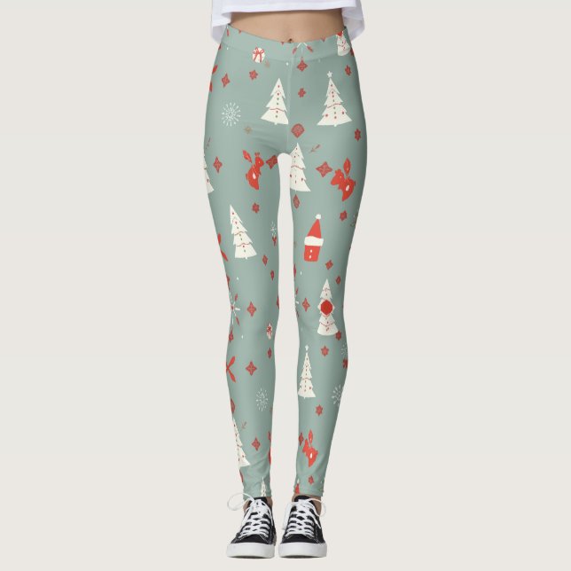 Leggings Patrón Navidad acogedor (Anverso)