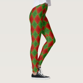 Leggings Patrón Navideño de Diamantes del Bufón de Navidad
