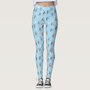 Leggings Patrón navideño de muñecos de nieve y copos de nie