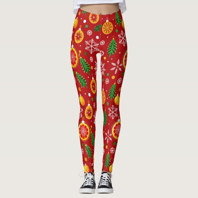 Leggings Patrón navideño rojo (Anverso)