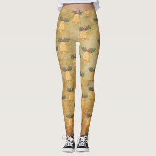 Leggings Patrón Navideño Vintage con Campanas