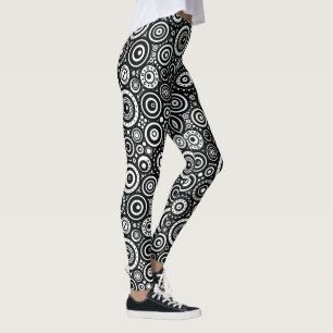 Leggings Patrón negrita de circo negro y blanco de círculos
