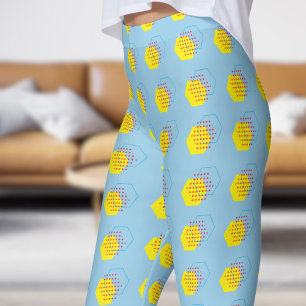 Leggings Patrón negrita de cosecha de miel azul de Cornflow