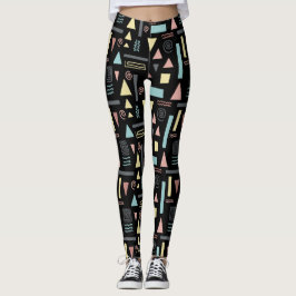 Leggings Patrón negro de formas geométricas