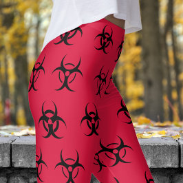 Leggings Patrón negro negrita y rojo de riesgo biológico