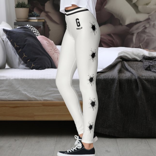 Leggings Patrón negro neutro personalizado Splash Burst (Subido por el creador)