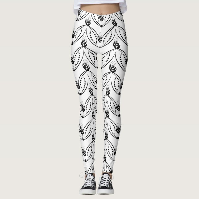 Leggings Patrón negro y blanco sin costuras (Anverso)