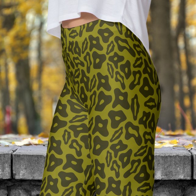 Leggings Patrón negro y olivo de moda (Trendy Black and Olive Pattern Leggings)