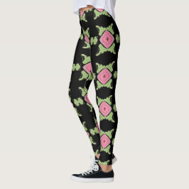 Leggings Patrón negro y rosa