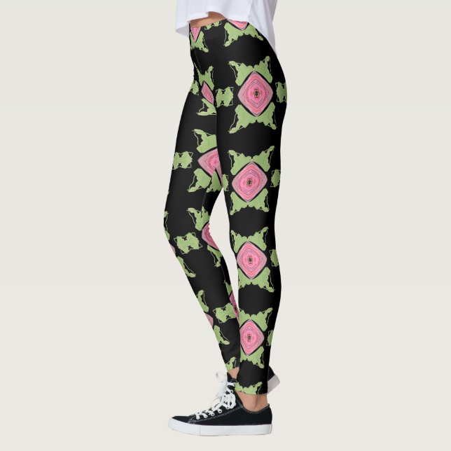 Leggings Patrón negro y rosa (Izquierda)