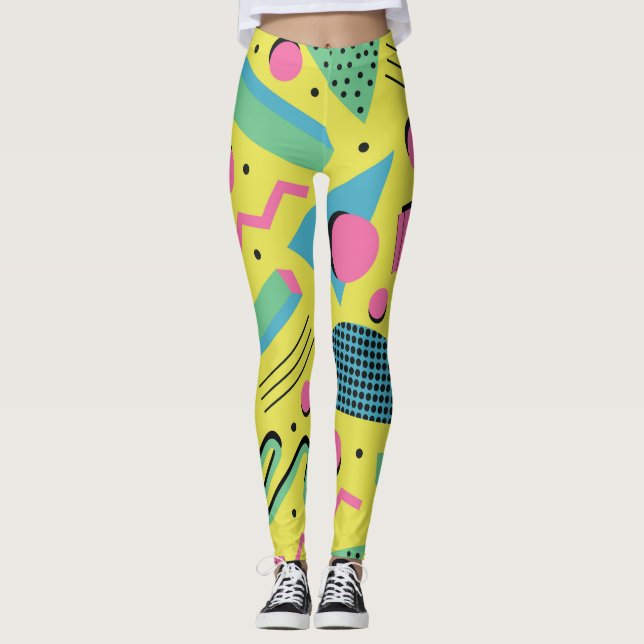 Leggings Patrón Neon Funky Memphis (Anverso)