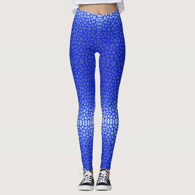 Leggings Patrón neto de degradado azul 01 Líneas de perfil (Anverso)
