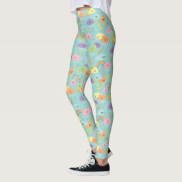 Leggings Patrón neutro de género de la luna nublada kawaii
