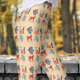 Leggings Patrón nórdico de champán blanco fresco